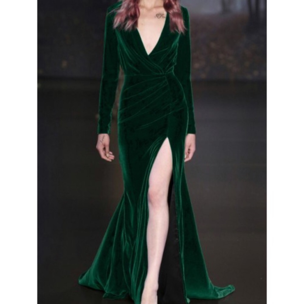Green Velvet Sheath Dress